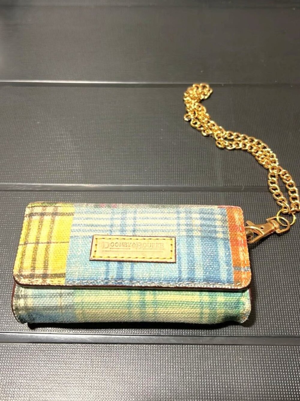 Vintage Dooney & Bourke Picnic Plaid Mini Wristlet Card Case Y2K